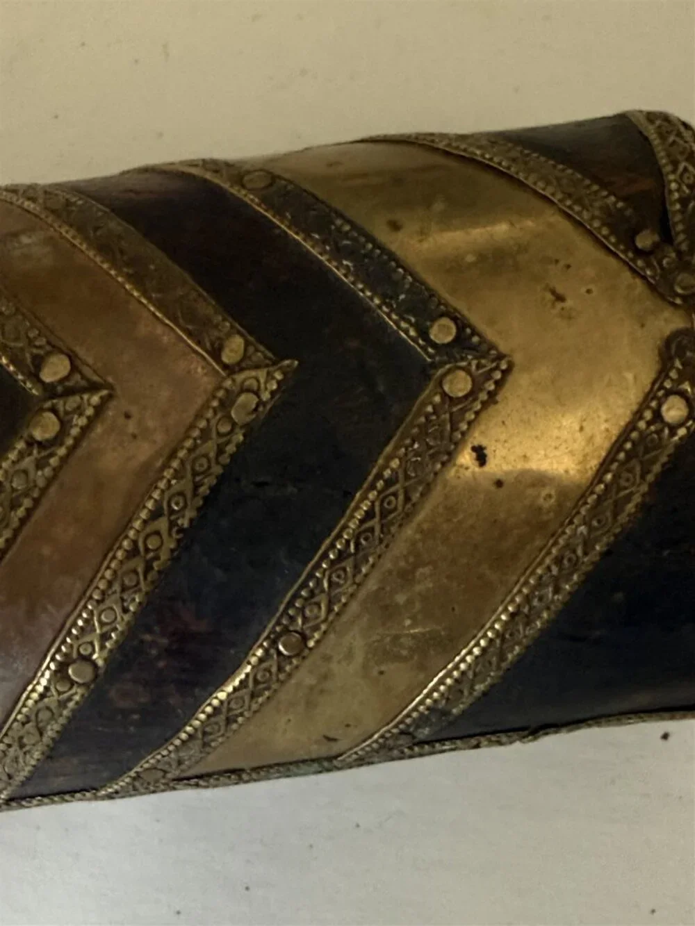 Vintage Wood Trinket Box Brass Trim and Details Made in India Rustic Asian
